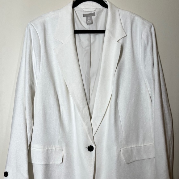 LINEN-BLEND BLAZER, WHITE, XXL - Picture 3 of 4